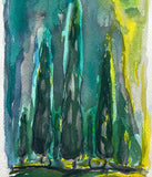 Mariam Lomidze "Cypresses At Night II" Watercolours, 2024