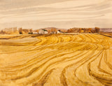 Roy Austin "November Corn Fields" Oil on Board, 1995